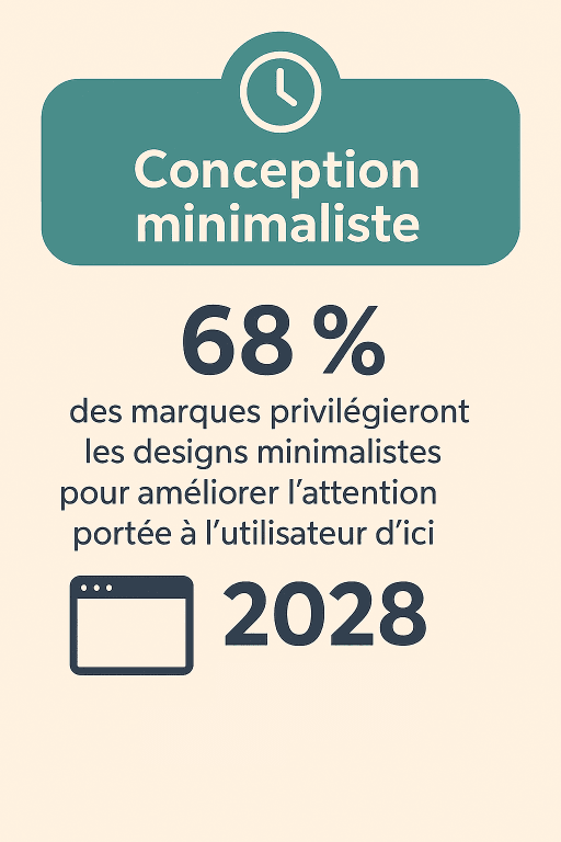 19 Les designs minimalistes seront privilégiés par 68% des marques pour améliorer l’attention portée à l’utilisateur d’ici 2028